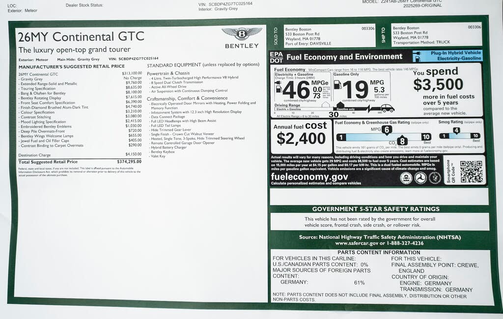 2026 Bentley Continental GTC AWD photo 4