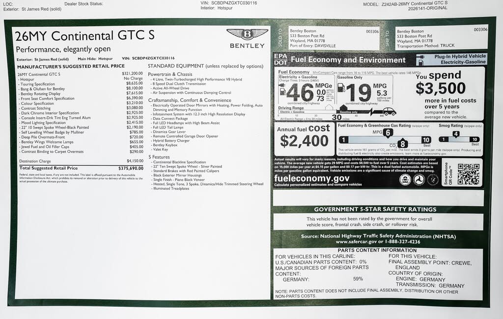 2026 Bentley Continental GTC AWD photo 3