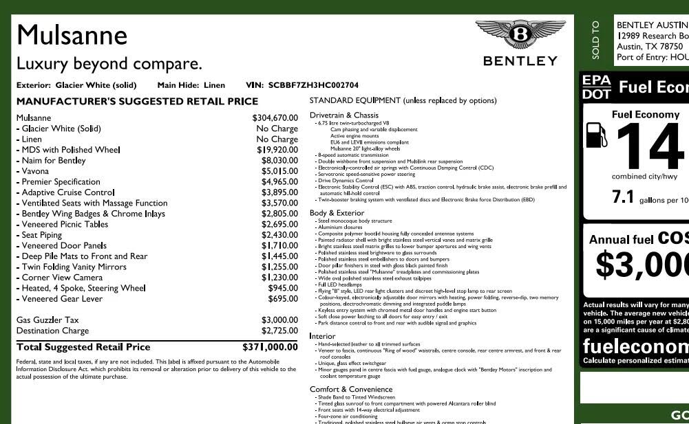 2017 Bentley Mulsanne RWD photo 7