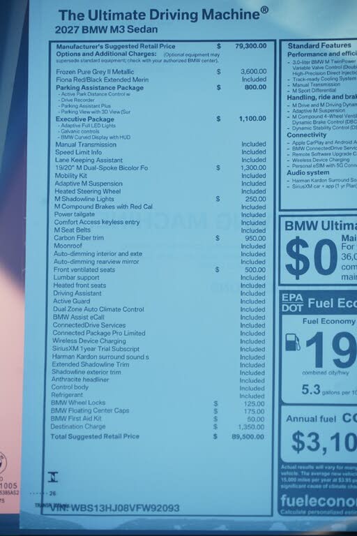2027 BMW M3 RWD photo 12