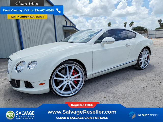 2012 Bentley Continental GT W12 AWD - $28,000