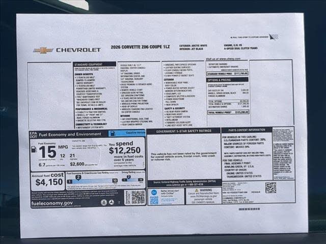 2026 Chevrolet Corvette Z06 1LZ Coupe RWD photo 23