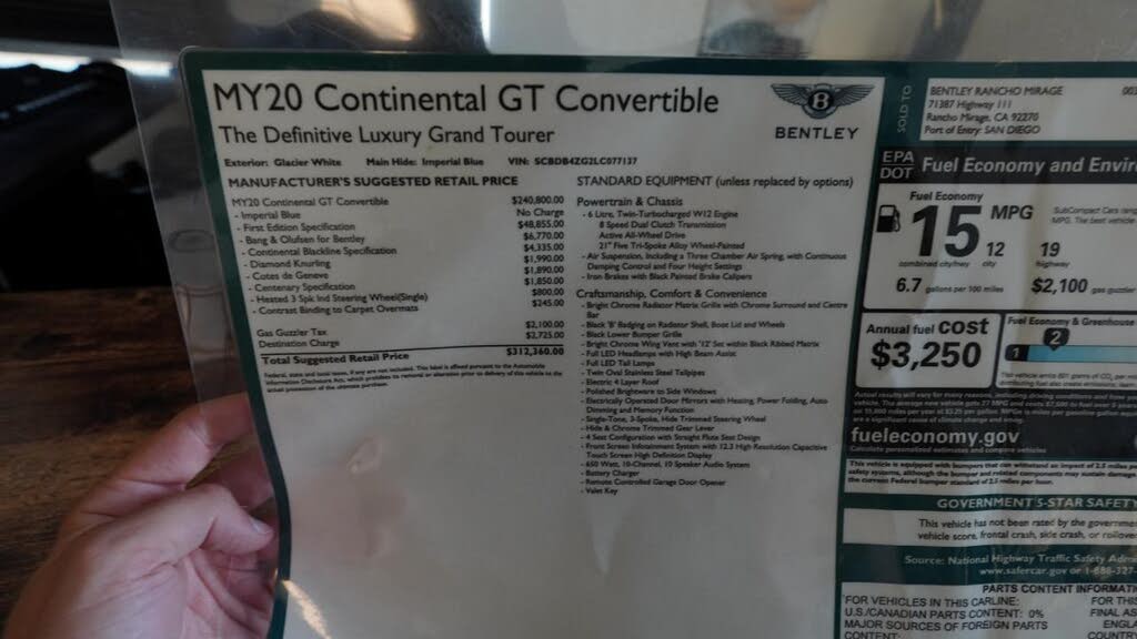 2020 Bentley Continental GTC First Edition AWD photo 4