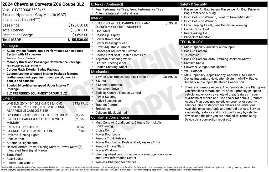 2024 Chevrolet Corvette Z06 3LZ Coupe RWD photo 6