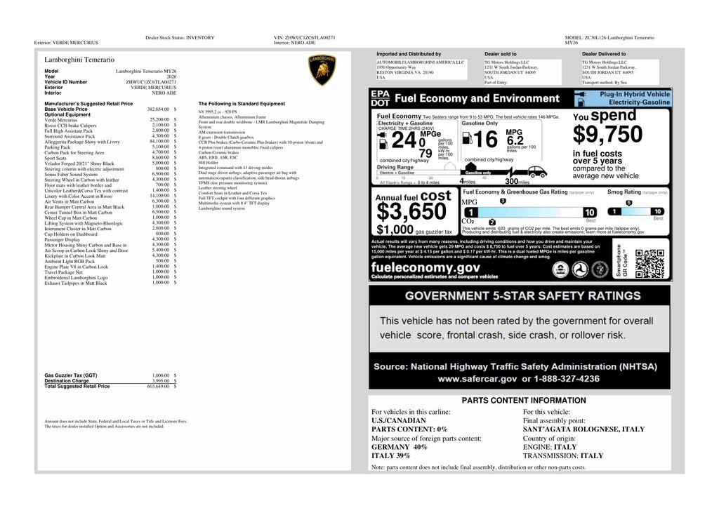 2026 Lamborghini Temerario AWD photo 2