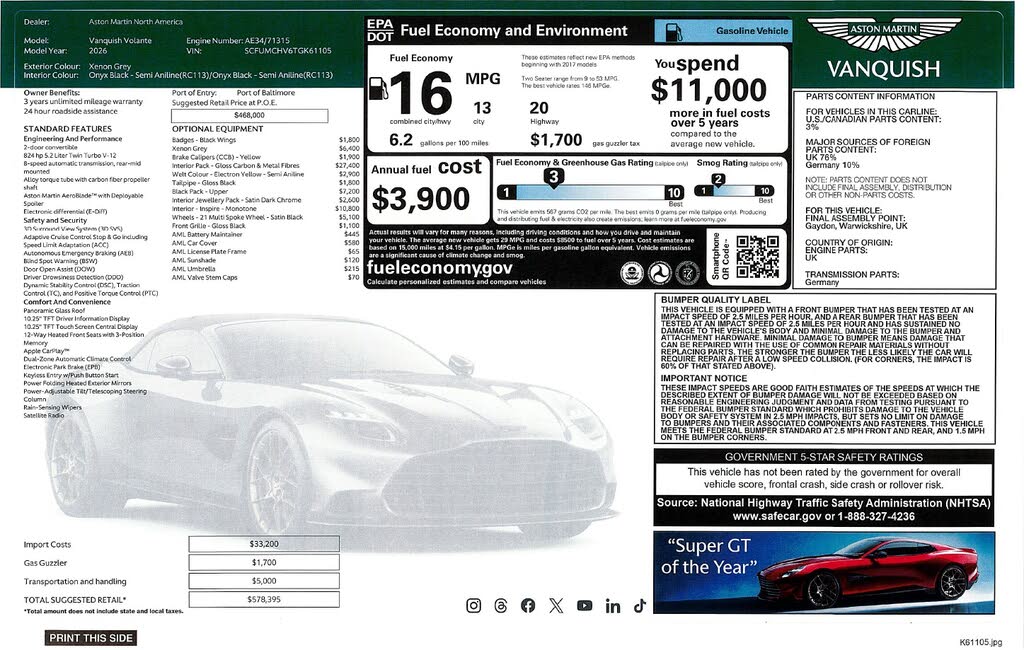 2026 Aston Martin Vanquish Volante RWD photo 19