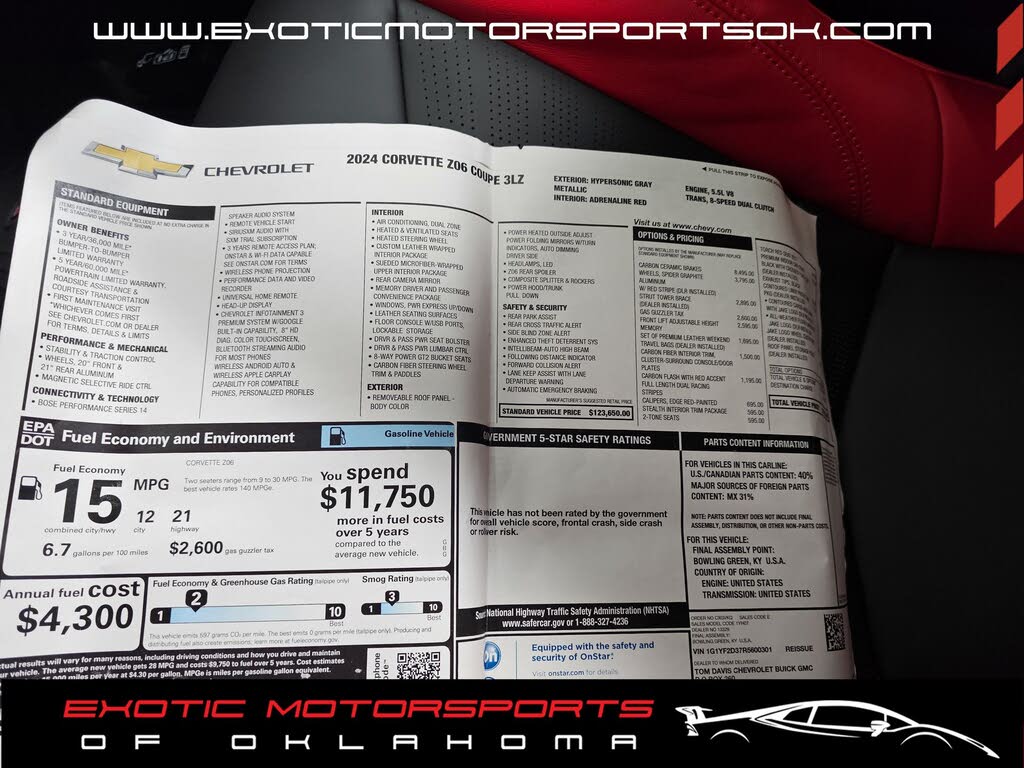 2024 Chevrolet Corvette Z06 3LZ Coupe RWD photo 3