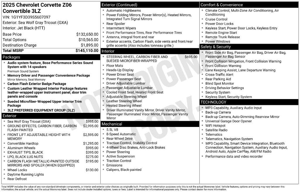 2025 Chevrolet Corvette Z06 3LZ Convertible RWD photo 21
